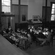 Hagley Farm School, corner school canteen, prefects in charge of tables